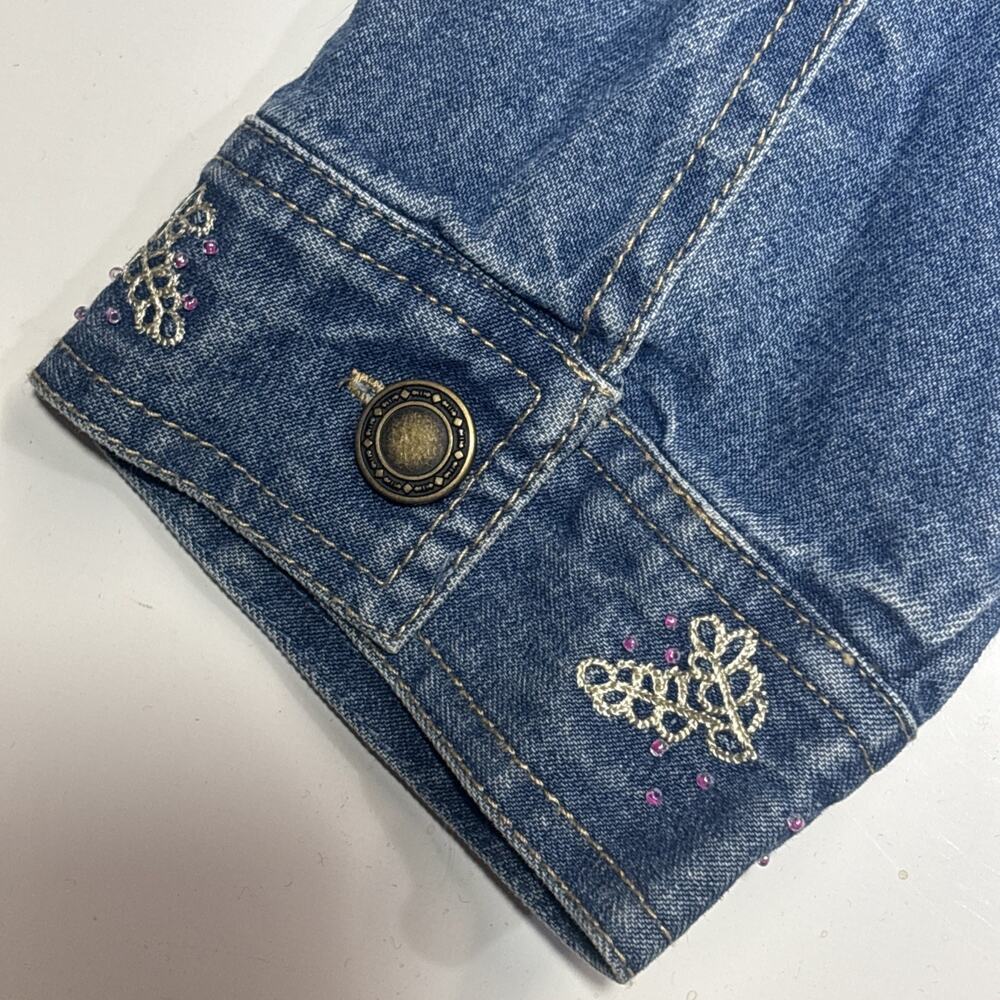 Vtg Womens Denim & Co Jean Jacket Sz 2X Floral Embroidered Light Weight - Picture 14 of 16